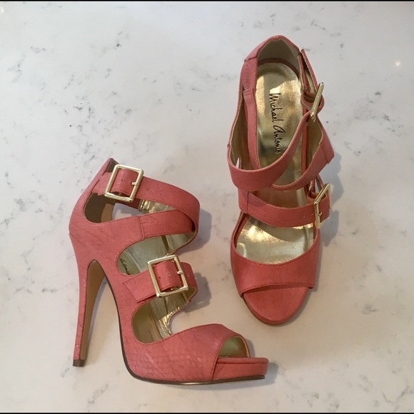 NEW w/o Box* Coral Snakeprint Heels - Picture 1 of 8